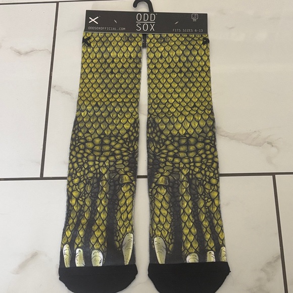 Odd Sox Other - Odd Sox Lizard Foot Crew Socks - Black and Yellow/Green Fits SZ 6-13